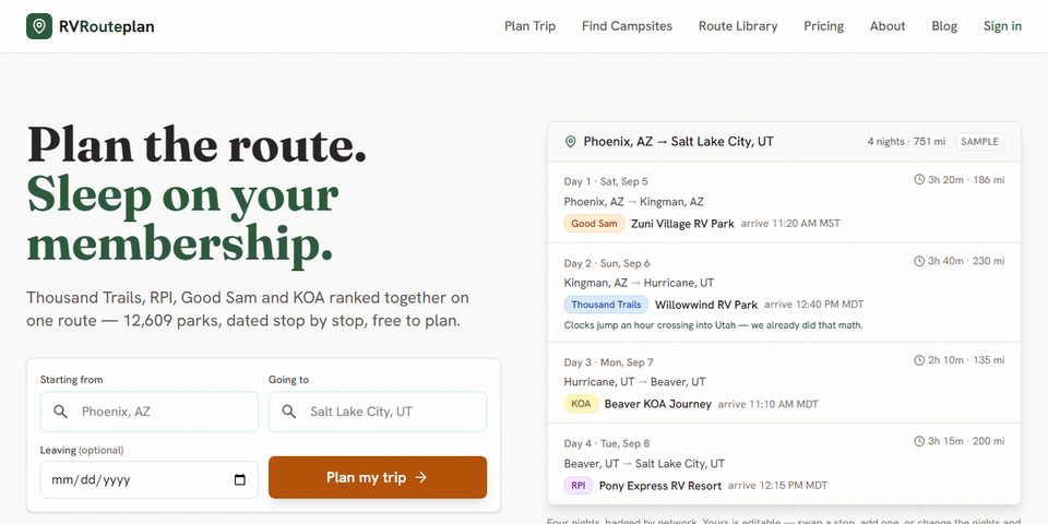 RVRouteplan trip planner, built by HelloIT